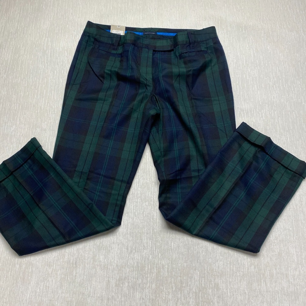 Tommy Hilfiger Avery Dress Pants Tartan Plaid Womens 16 Blue Green Preppy Office